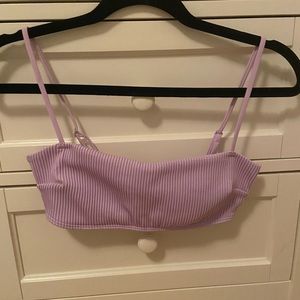 hollister purple ribbed square-neck bikini top